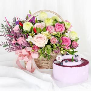 당일 꽃배달 축하 꽃바구니 + 케익 전국 배달 A1921