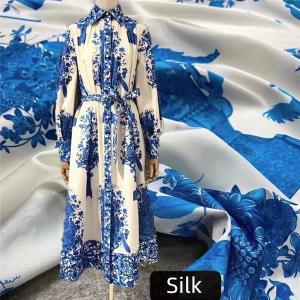 실크 능직 벨벳누빔원단 흰색 인쇄 뽕나무 여름 드레스 의류 DIY