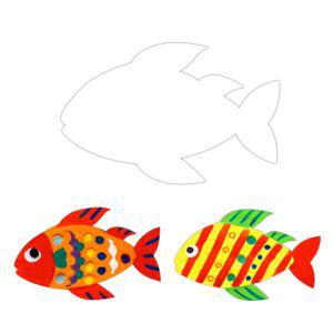 모양종이 - 물고기물감놀이 꾸미기 어린이채색 붙이기 색칠 미술 양면