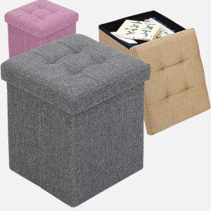[신세계몰]패브릭 수납형 화장대 스툴 다용도 접이식 소품 수납 박스 의자