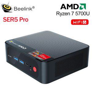 Beelink SER5 5700U 미니 PC, AMD Ryzen 5 SER5MAX, 5800H DDR4, 16GB, 32GB SSD, 500GB, 지지대, WiFi6, B
