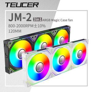 TEUCER JM-2 무선 스플라이싱 매직 3-in-1 케이스, 선풍기 12V PWM 원형 미러 ARGB 120mm PC 컴퓨터 CPU 액
