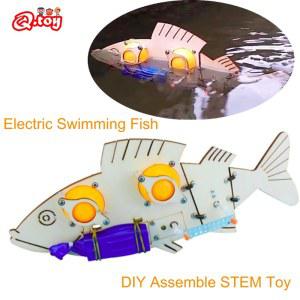 수영 과학 키트 물고기 모델 실험 DIY 전기 나무 퍼즐 조립 기계 기술 교육 STEM
