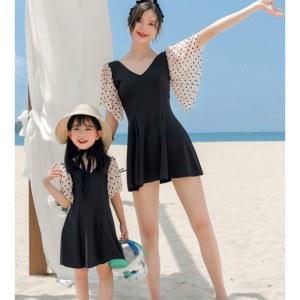 가족 어울리는 수영복 딸 표범 무늬 부모 자녀 옷 여름