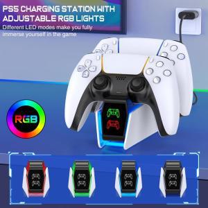BEBONCOOL RGB 컨트롤러 충전 스테이션 플레이스테이션 5 듀얼 고속 충전기 LED 표시기 PS5 게임패드용 스