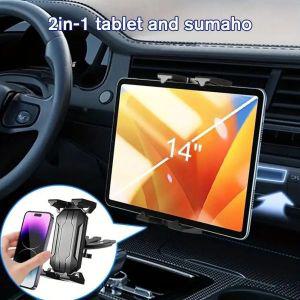 [차량용 휴대폰 거치대 고속 무선 충전] 차량용 CD 슬롯 태블릿 브래킷 범용 휴대폰 마운트 4 12.9 인치 태