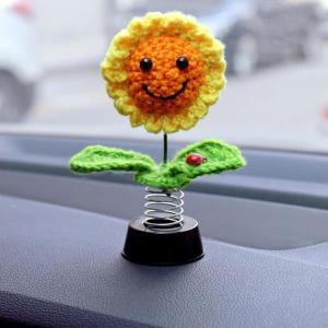 자동차 장식 선명한 스윙 헤드 해바라기 모양 액세서리, 대시보드 꽃 장난감, 차량용