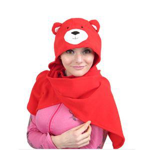 곰돌이 머플러-레드변장소품 파티제품 크리스마스코스튬 의상 할로윈 후드목도리 동물 모자