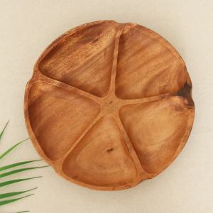 아카시아 원형5절 중 나눔 접시 통원목 나무 그릇 디저트 플레이트 식품용 캠핑 식기