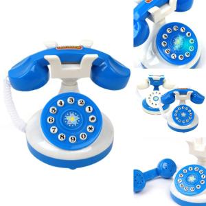 미니 전화기 파랑 색 블루 수화기 탁상 용 아날로그 통화 소꿉 역할 놀이 모형 멜로디 장난감