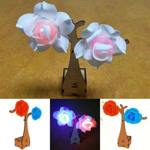 나무 조명 장미 꽃 LED 우드 램프 만들기 엘이디 점멸 로즈 무드 수면 등 플라워 렘프 DIY