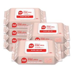 비앤비 자몽식초 유아용품 소독티슈 캡형 60매 x8팩 세정 안심제균