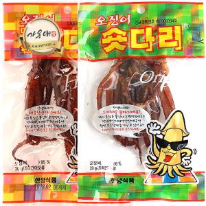 [가온애] 한양식품 오징어숏다리5봉 + 매콤숏다리5봉 / 한양숏다리 미니숏다리 숏다리오징어 오징어다리