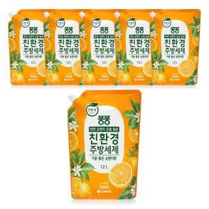 퐁퐁 친환경 주방세제 리필, 오렌지, 1.2L, 6개