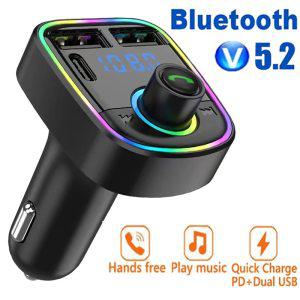 차량용 블루투스 5.2 핸즈프리 통화 듀얼 USB 자동차 FM 송신기 오디오 MP3 변조기 플레이어