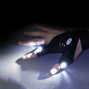 [오너클랜]핑거리스 장갑 LED 손전등 낚시장갑 야간 라이트도구