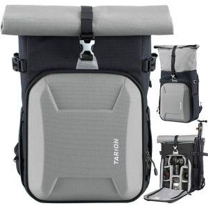 TARION XH 카메라 가방 하드 쉘 배낭 하드케이스 롤탑 DSLR 가방(15인치 노트북 수납공간 포함) 렌즈 삼각