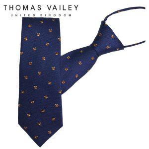 갤러리아 [THOMAS VAILEY] 토마스베일리 실크 지퍼/자동 넥타이-뱃져 네이비 7cm