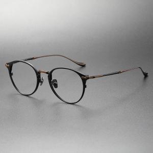 특이한 일본 수제 초경량 티타늄 안경테 둥근 빈티지 얇은 안경