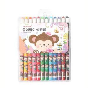 [GIKOM53]부드러운 종이말이 12색 색연필 어린이날 선명한