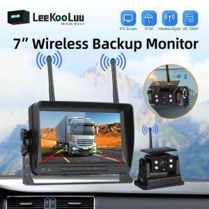LeeKooLuu IPS HD 디스플레이 모니터, 무선 태양광 후진 차량 후방 카메라, 녹화 기능 포함, 범용 1080P 카