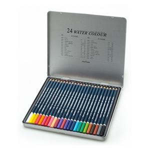 문화)넥스프로 수채색연필(24 틴케이스)디자인용 연필식 고급세트 나무 미술 셋트 그림