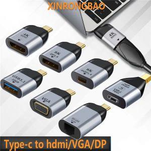 C TO DP 고급 USB C에서 HDMI 호환 Dp 미니 Vga 어댑터 타입 케이블 4K 컨버터 P30 용