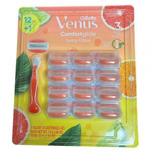 Gillette Venus Comft Glide Sunny Citrus 여성건강에 도움 면도기 플러스 블레이드 리필 12개 175797