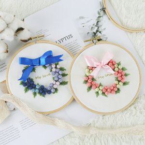 프랑스자수패키지 DIY 꽃방울 리스 만들기 2color
