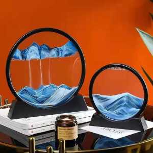 큐브스톱워치 북유럽 무빙 샌드 아트 액체 모래 시계 흐르는 풍경 라운드 퀵샌드 페인팅 장식 선물 3D