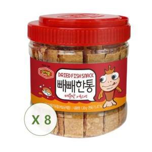 머거본 빼빼한통 매운맛 어포스낵 간식 120g x 8개 / 빼빼포 쥐포티김_MC