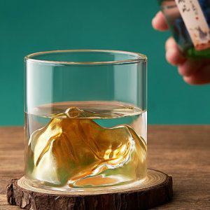 하이볼잔 3D 산 모양 유리 컵 일본식 후지 위스키 안경 바위 보드카 텀블러 와인 음료 용기