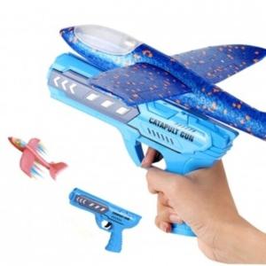 어린이선물 LED 비행기 글라이더건 안전한 장난감총 1 + 비행기 2개 슈팅건 세트