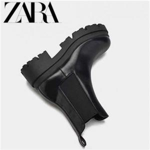 자라 ZARA 기모재질 앵클 부츠 워커 통굽 키높이 첼시 천연소래더