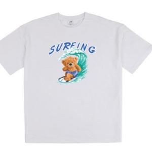 에어플레인 서핑 곰돌이 오버핏 반팔 남여공용 티셔츠 빅사이즈_MC