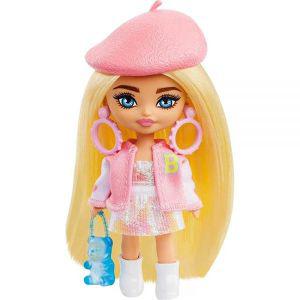 Barbie 엑스트라 미니 인형, 금발 머리, 베레모, 대표팀 재킷 및 액세서리 스탠드, 8.3cm3.25인치 312227