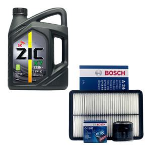ZIC LF쏘나타 가솔린 지크 X7 제로 0W30 4L 보쉬 오일필터+에어필터+엔진오일 패키지