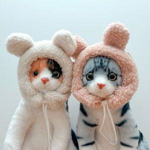 [오너클랜]베베 곰돌이 양털 고양이 강아지 겨울모자 핑크