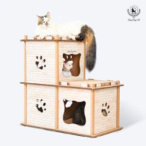 [딩동펫]딩동펫 고양이 스크래쳐 캣타워 박스하우스 3단
