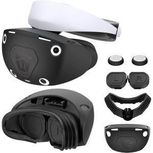 PlayStation VR2용 VR 보호 커버 세트 실리콘 PSVR2 헤드셋 및 안면 쿠션 패드 렌즈 먼지 2팩 컨트롤러 PS5