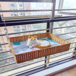 고양이 해먹 바구니 캣타워 창 둥지 여름 유리 일광욕 침대 사이드 애완 동물