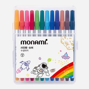 모나미 슈퍼 싸인펜 12색세트 사인펜 스케치 어린이 교육용 미술 꾸미기