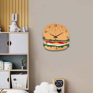 햄버거 모양 인테리어 저소음 LED라이트 DIY 벽시계
