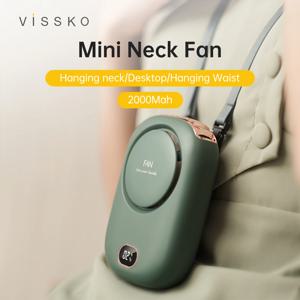 Vissko 휴대용 걸이식 목 선풍기 미니 선풍기, 조절 가능한 랜야드 블레이드리스 USB 충전식 스포츠 냉각 선풍기, 어린이 여행용
