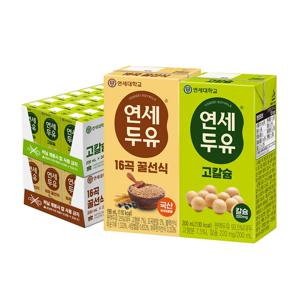 연세우유 16곡 꿀선식 두유 190ml 24팩 + 고칼슘 두유 200ml 24팩