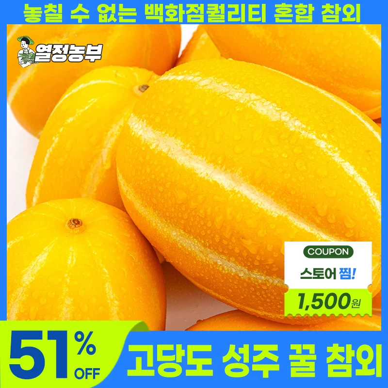 [열정농부]100% 맛보장 성주 꿀 참외 가정용 1/3/5kg 혼합 Korean melon