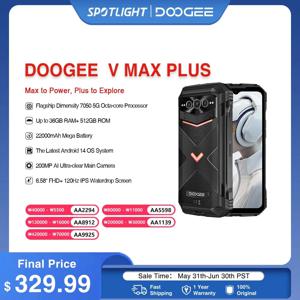 DOOGEE V Max Plus 견고한 휴대폰, 22000mAh, 36GB(16 + 20), 512GB, 200MP 카메라 휴대폰, 6.58 인치, 120Hz 디멘시티 7050, 안드로이드 14, 월드 프리미어