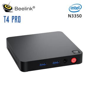 Beelink T4 Pro 미니 PC 인텔 셀러론 N3350, 4GB DDR4 64GB T5 N4020 eMMC 지원, 듀얼 HDMI USB 3.0 2.4G 5.8G WiFi BT4.0 PK AK3V