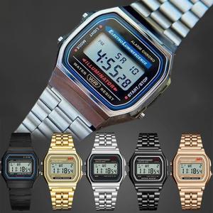 럭셔리 F91W 밴드 시계 방수 레트로 디지털 스테인레스 스틸 스포츠 군사 시계, 남성 여성 전자 손목 시계
