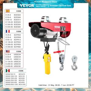 VEVOR-200-1200Kg 전기 호이스트 리프팅 크레인 케이블 호이스트 윈치, 유선 원격 제어 리프터가 있는 보트 자동차 차고 엘리베이터용